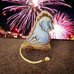 Walt Disney Classic Pooh Vintage Wooden Eeyore Pull Along Toy
